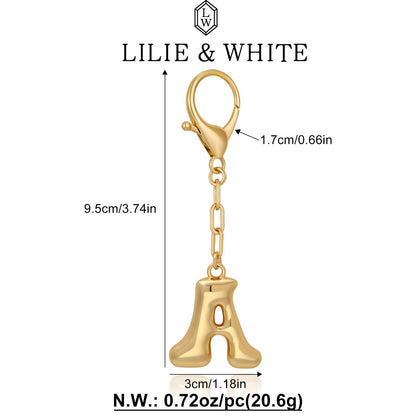 LILIE&WHITE Gold Keychain For Women With Letter Charm Gold Bag Charm Handbag Key Pendant Fashion Alphabet A Keychain Accessories Charms Jewelry Gift