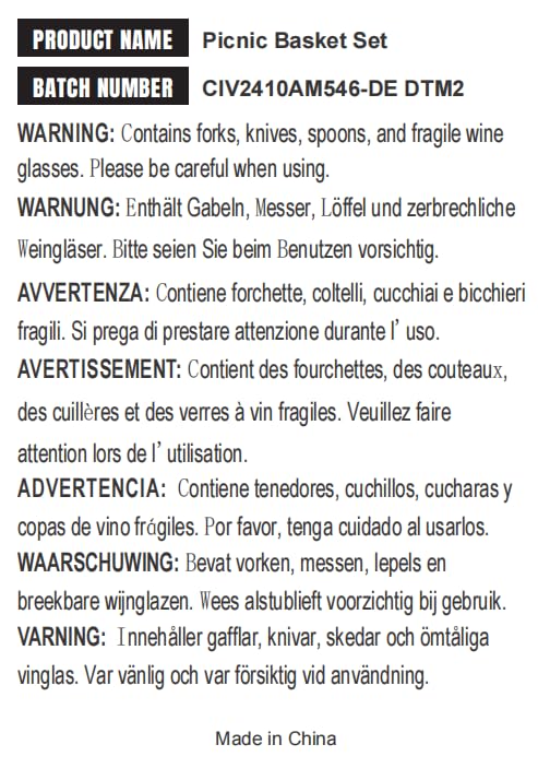 HappyPicnic Wicker Picnic Basket Set for 4 Persons | Large Willow Hamper with Large Insulated Cooler Compartment, Waterproof Blanket and Cutlery Service Kit-Classical Brown