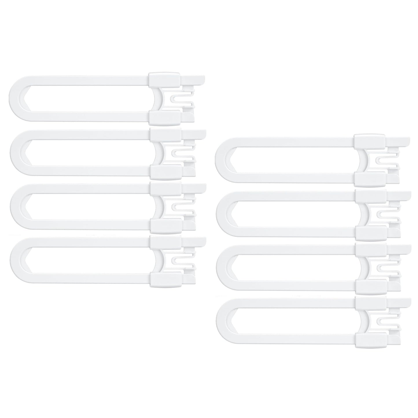 8 Pack Baby Sliding Cabinet Locks - Vmaisi Adjustable U Shaped Child Safety Locks,Childproof Latches for Kitchen Bathroom Storage Cupboards Doors, Handles and Knobs White