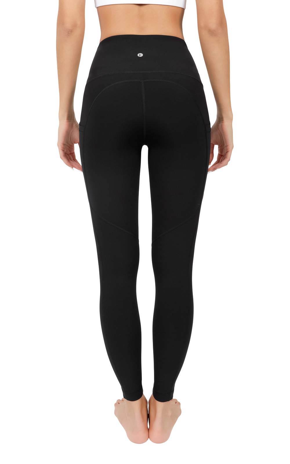 90 Degree By Reflex Power Flex Yoga Pants - High Waist Squat Proof Ankle Leggings With Pockets for Women - Black - Medium