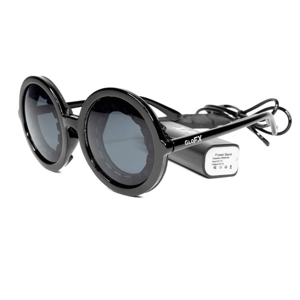 GloFX Programmable LED Glasses - 350 Full Color Modes - USB Rechargeable Light Up Glasses for Edm Music Festival Rave Party Dance Performance Cosplay Costume