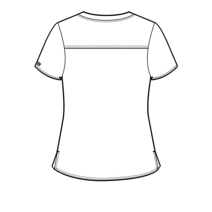 Med Couture Women's V-Neck Scrub Top, Modern Fit Tuck-in Top with Stretchy Rib-Knit Shoulders and Chest Pocket - MC7448, Slate, Medium