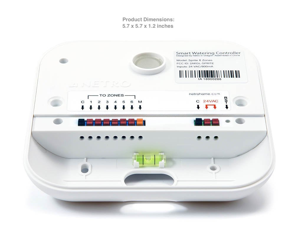 Netro Smart Sprinkler Controller, WiFi, Weather aware, Remote access, 6 Zone, Compatible with Alexa