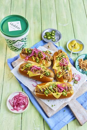 Maldon Salt, Sea Salt Flakes, 20 oz (570 g), Resealable Tub, Kosher, Natural, Handcrafted, Gourmet, Pyramid Crystals