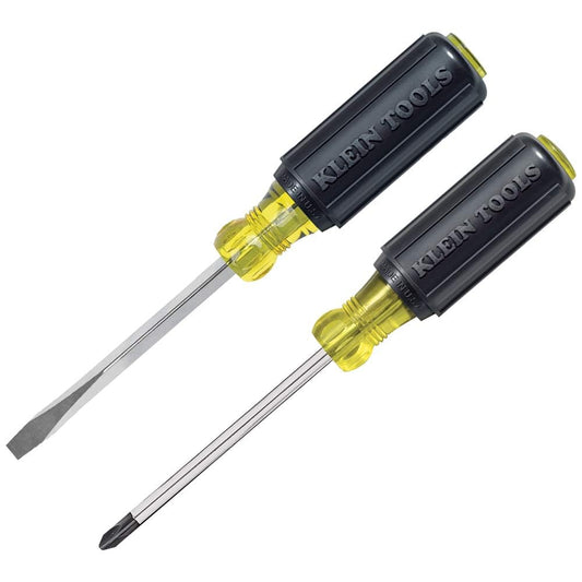 Klein Tools 85442 Screwdriver 2-Piece Set, Made in USA, 1/4 Keystone and 2 Phillips, Cushion Grip, Round and Square Shank, Heat Treated, Home Improvement
