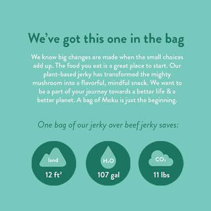 Moku Plant-Based Mushroom Jerky, Korean BBQ (3 Pack), Gluten Free, Soy-Free, Non-Gmo Vegan Snacks, No Artificial Sweetener Vegan Food, Healthy Snacks, 2.0 Oz Ea