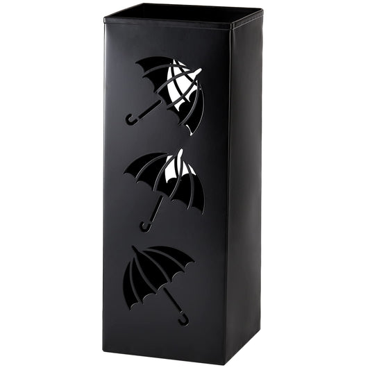 Okllen Metal Umbrella Holder, Square Umbrella Stand Rack for Entryway, 6.3" x 6.3" x 16.5", Black