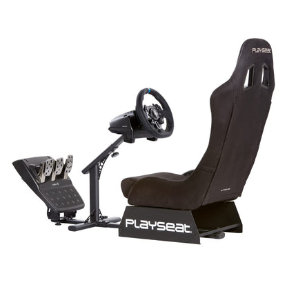 Playseat Evolution Sim Racing Cockpit | Comfortable & Adjustable | Compatible with All Steering Wheels & Pedals on The Market | Supports PC & Console | Racing Suede Edition