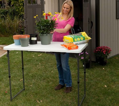 Lifetime Fold-in-Half Adjustable Folding Table, 4 Foot