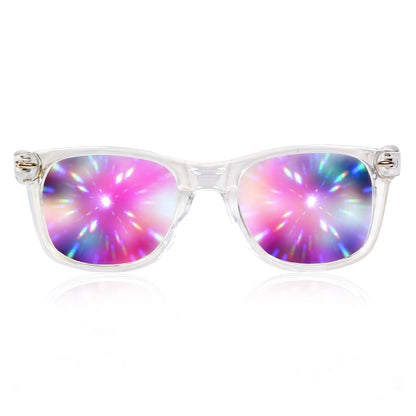 GloFX Ultimate Diffraction Glasses - Clear - 3D Prism Rainbow Effect - Great Edm, Festival, Concert, Fireworks, Christmas Lights, and Rave Accessory - Clear Frames