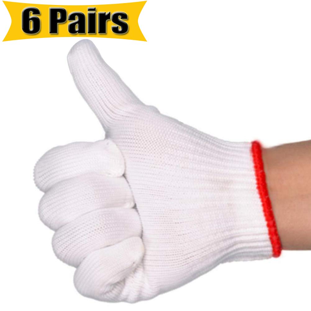 NRDBEEEC Hand Working Gloves Safety Grip Protection Work Gloves Men Women BBQ Thick Cotton (Pack of 6 Pairs)
