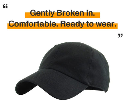 KB-Low BLK Classic Cotton Dad Hat Adjustable Plain Cap. Polo Style Low Profile (Unstructured) (Classic) Black Adjustable