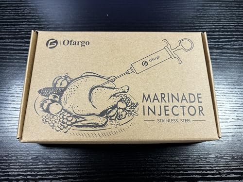 Ofargo Stainless Steel Meat Injector Syringe Kit with 4 Marinade Needles for BBQ Grill Smoker, 2-oz Large Capacity, Both Paper User Manual and E-Book Recipe