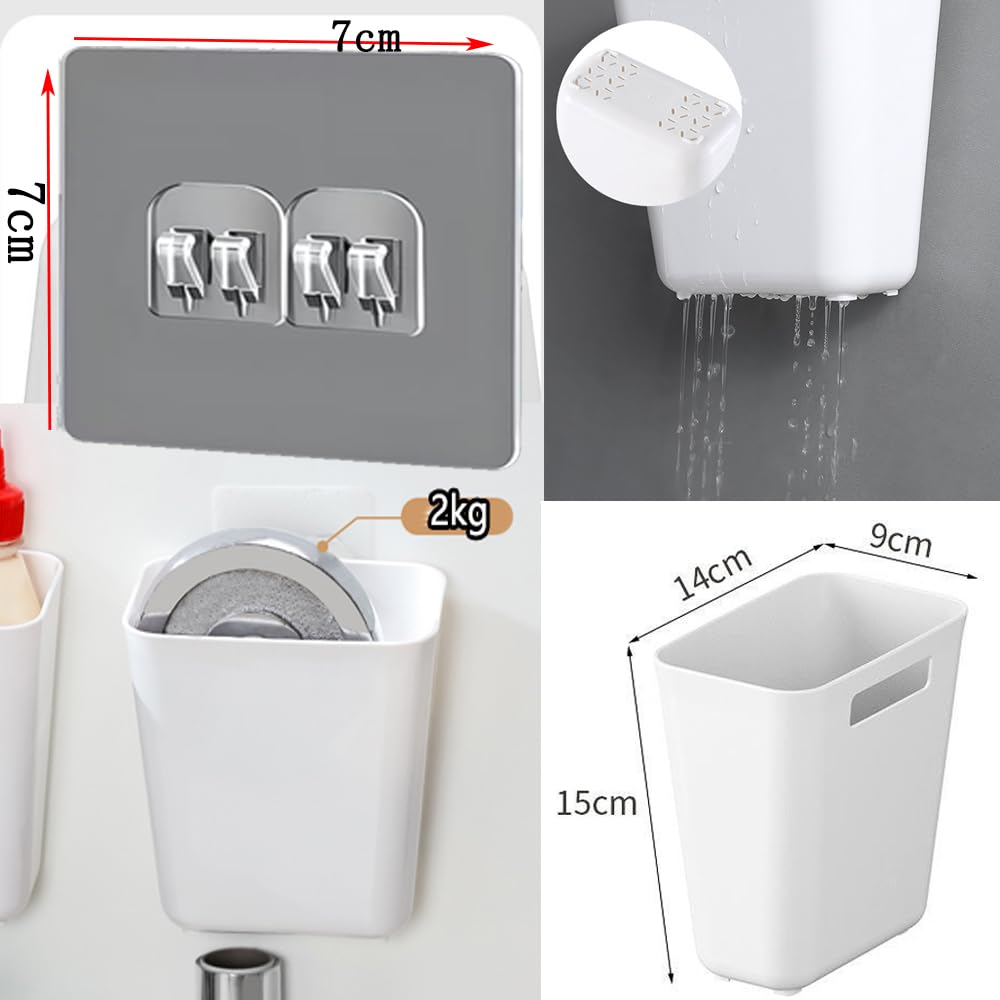 Nmgkokew 4 Piece Kitchen Cabinet Door Storage Box,Self Adhesive Wall Mounted Storage Box,Wardrobe/Bathroom/Refrigerator Small Items Organizer