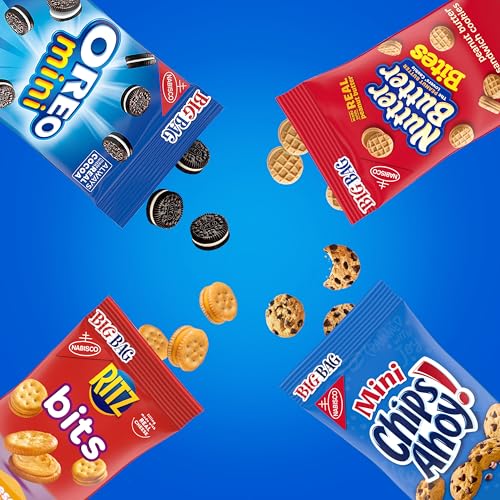 OREO Mini Cookies, CHIPS AHOY! Mini Cookies, Nutter Butter Bites & RITZ Bits Cheese Crackers Variety Pack, 15 Big Bags