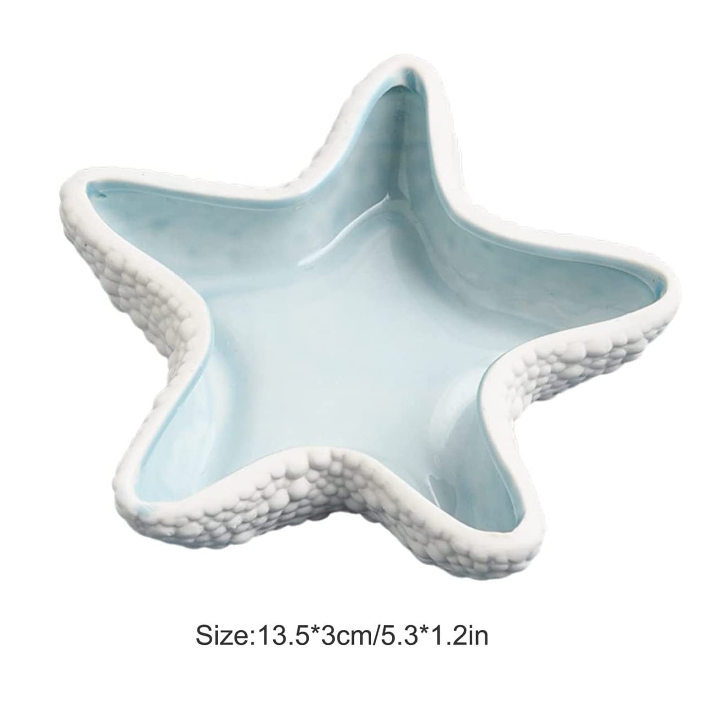Linfye Starfish Jewelry Dish Tray - Ceramic Ring and Trinket Holder - Ocean Style Table Decoration for Earrings and Candy Storage