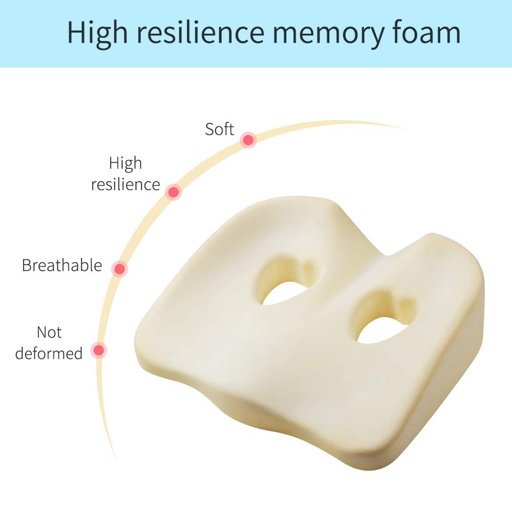 LOUTYTUO Seat Cushion Pillow,100% Memory Foam and Washable Cover,for Office Chair,Car Seat and Wheelchair,Tailbone & Sciatica & Back Pain Relief