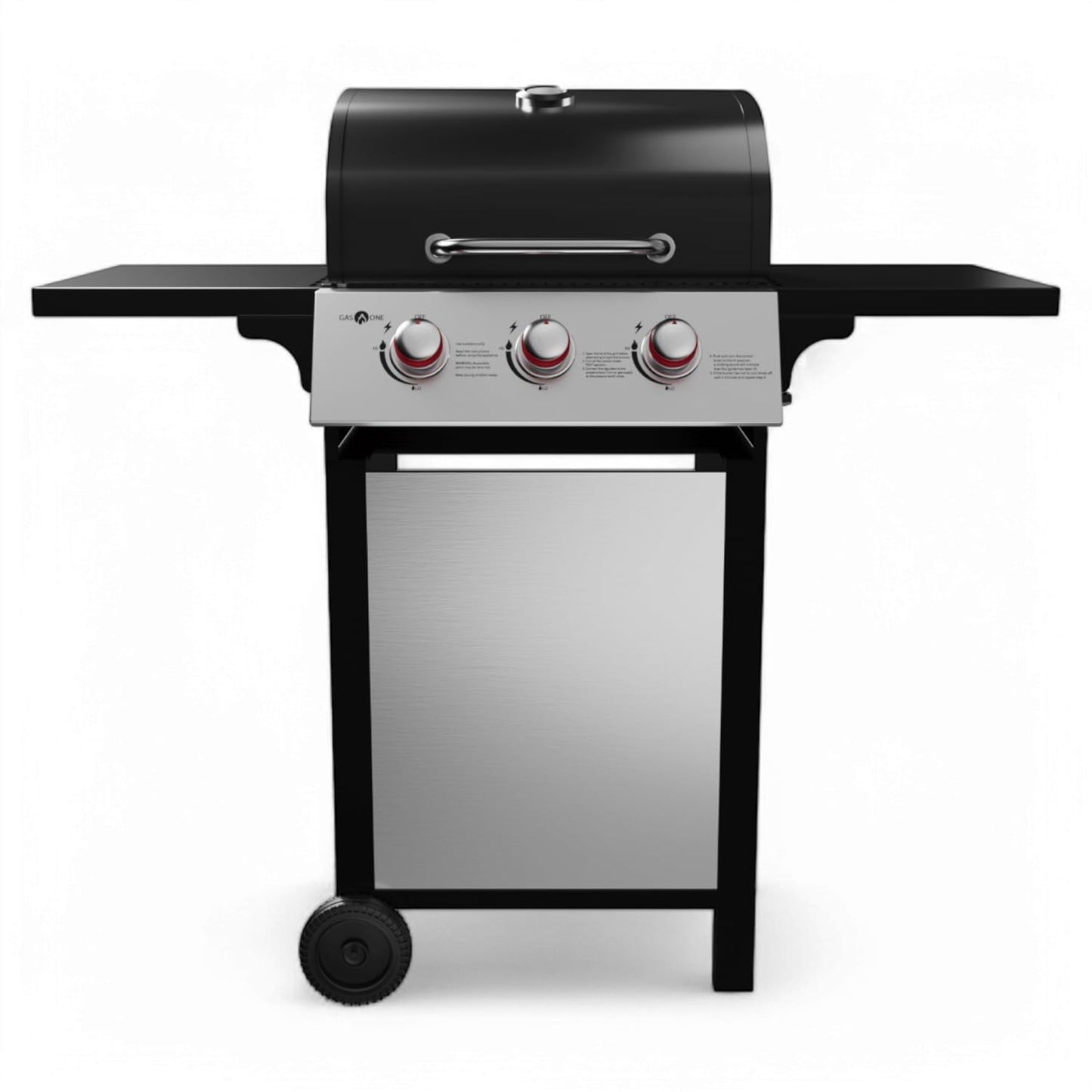 GasOne GP-1030S One 3 Burner Stainless Steel– Outdoor Cabinet Style with Wheels-High-Temperature Paint Coating Gas BBQ Grill – Elegant and Luxurious Design, Black