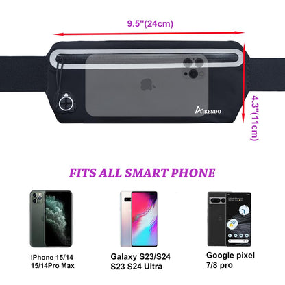 AIKENDO Slim Running Belt Fanny Pack,Runners Waist Pouch Bag Exercis Gym Waist Pack,Jogging Belt,Workout Running Accessories Phone Holder for Running