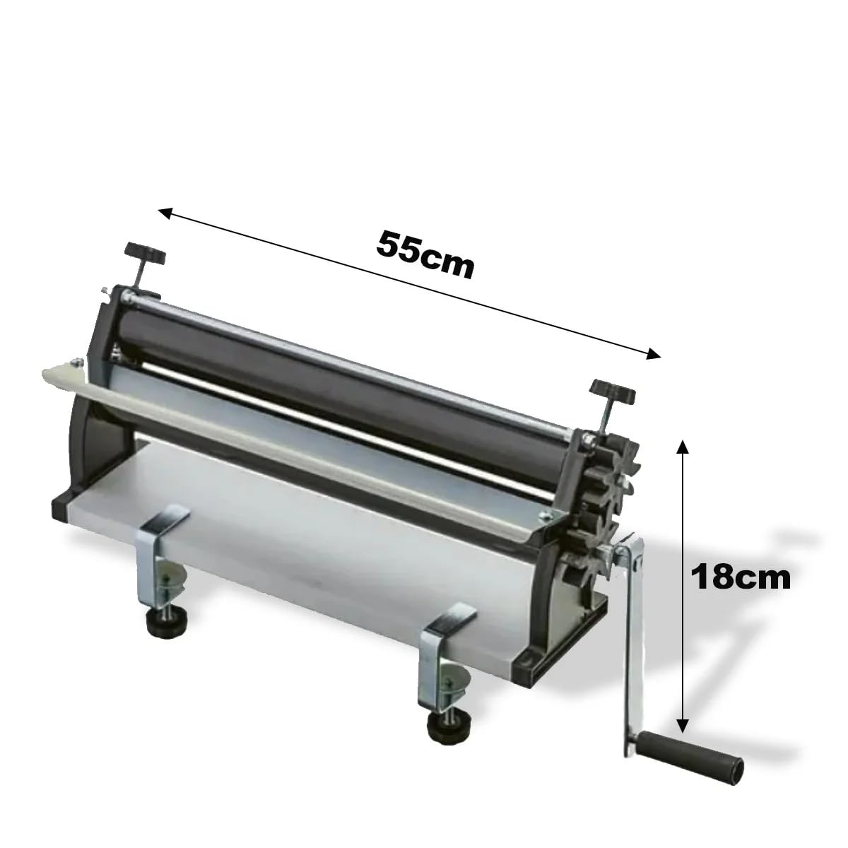 18-Inch Pizza Dough Roller Machine with Hand Crank - Pasta Maker, Dough Sheeter Features Non-Stick Rollers with Thickness Control - Solid Steel and Aluminum Construction