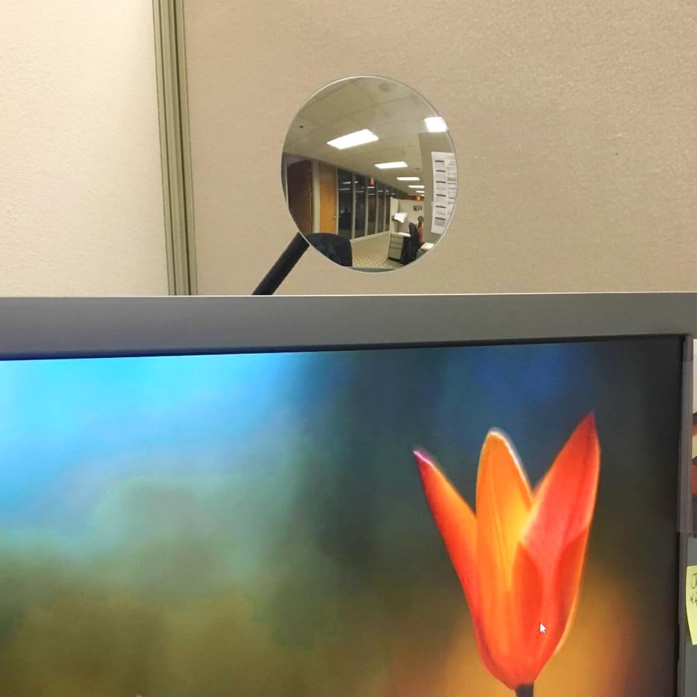 Ampper Clip On Security Mirror, Convex Cubicle Mirror for Personal Safety and Security Desk Rear View Monitors or Anywhere (3.35", Round)
