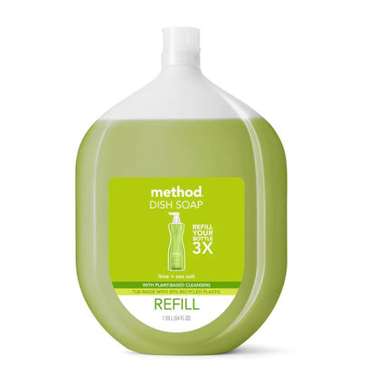 Method Gel Dish Soap Refill, Lime + Sea Salt Scent, Powerful Cleaning Formula, Large Refill Tub, Biodegradable Formula, Cuts Through Grease, 54 Fl Oz