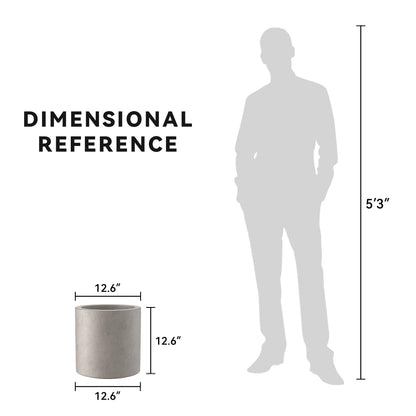 Kante 12.6" Dia Round Concrete Planter, Modern Style Large Cylindrical Plant Pot with Drainage Hole and Rubber Plug for Indoor Outdoor Patio, Weathered Concrete