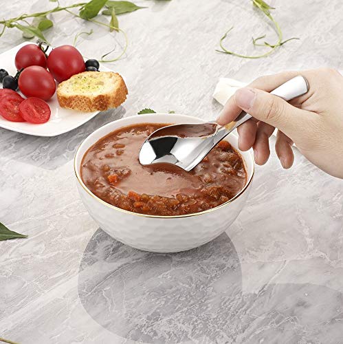 HIWARE Thick Heavy-weight Soup Spoons, High Grade Stainless Steel Soup Spoons, Set of 6