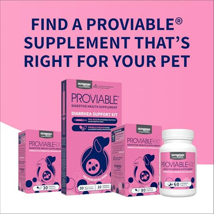 Nutramax Proviable Probiotics for Dogs and Cats, Daily Digestive Health Supplement with Multiple Strains of Bacteria, Cat and Dog Probiotics Plus Prebiotics, 80 Capsules
