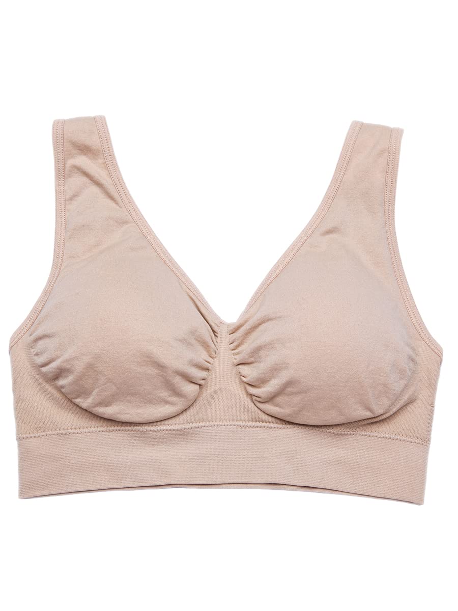 PRETTYWELL Sleep Bra for Women, Comfort Seamless Wireless Stretchy Sports Bra, 3 Pack Yoga Bra, with Removable Pads