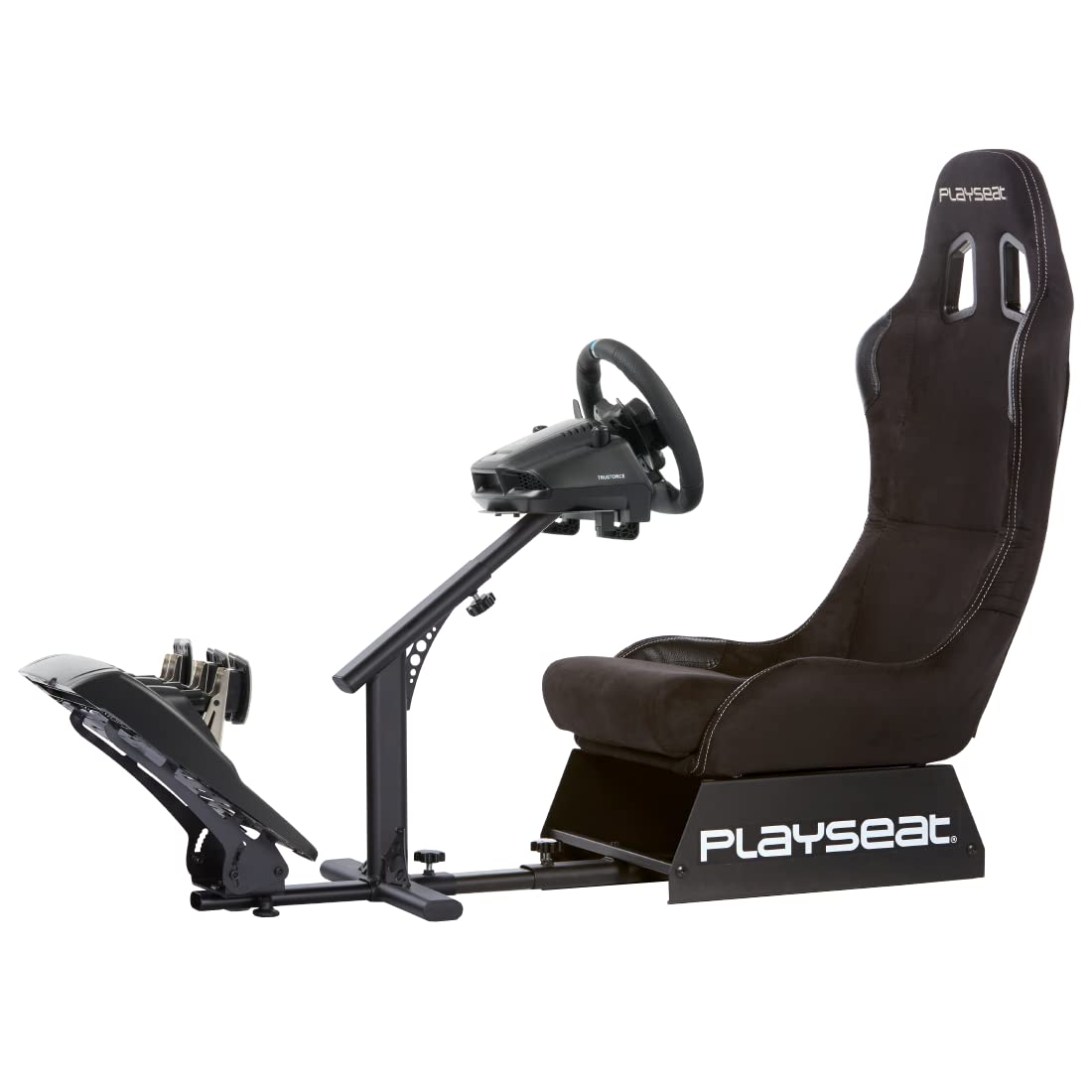 Playseat Evolution Sim Racing Cockpit | Comfortable & Adjustable | Compatible with All Steering Wheels & Pedals on The Market | Supports PC & Console | Racing Suede Edition