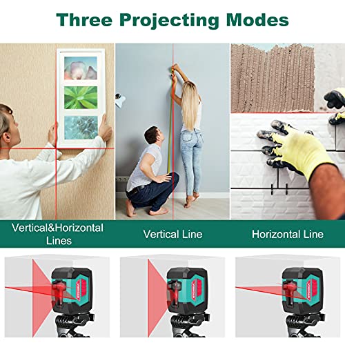 Laser Level, HYCHIKA 50 Feet Cross Line Laser with Dual Modules, Self Leveling Laser Level, Switchable Self-Leveling Vertical and Horizontal Line Construction Picture Hanging, Battery Included