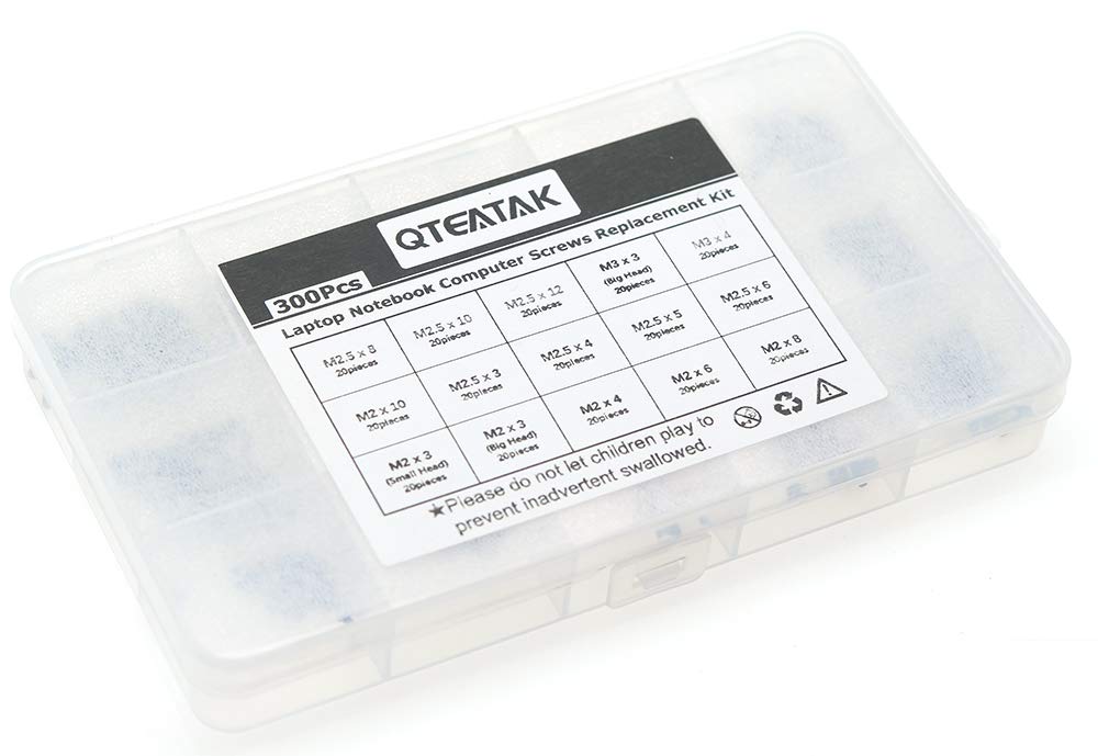 QTEATAK 300Pcs Black Laptop Notebook Computer Replacement Screws Kit for Lenovo Toshiba Gateway Samsung HP IBM Dell Sony Acer Asus SSD Hard Disk SATA