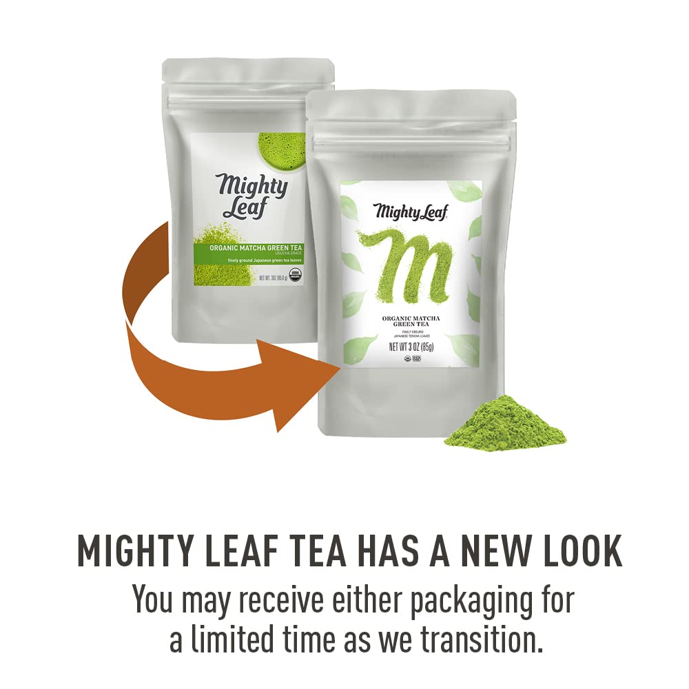 Mighty Leaf Organic Matcha Green Tea Powder, 100% Japanese Matcha, Unsweetened, 3 oz Bag