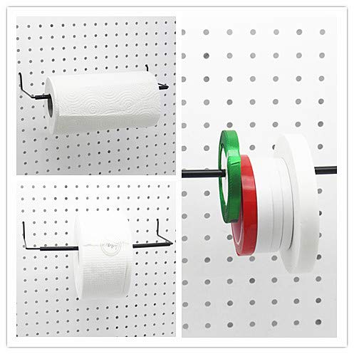 Paper Towel Holder for Pegboard, Extendable, Fit Any Standard Pegboard, Pegboard Organization Accessory Hook for Workshop, Garage, Kitchen, Laundry Room, Bathroom 2 Packs, Black (2 PCS)