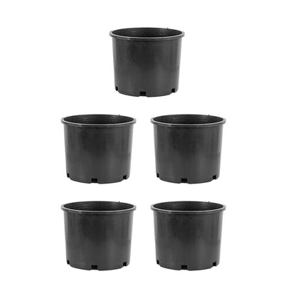 Pro Cal HGPK5PHD Round Circle 5 Gallon Wide Rim Durable Injection Molded Plastic Garden Plant Nursery Pot for Indoor or Outdoor (Set of 5)