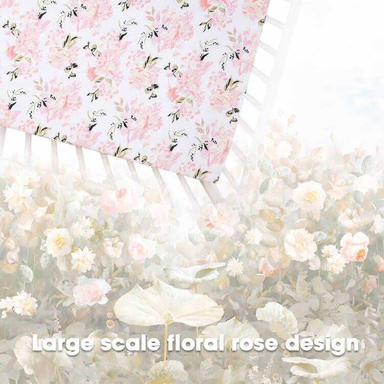 Little Grape Land Pack and Play Sheets Mini Crib Sheets Soft Breathable Pack N Play Sheets, Playard Fitted Sheet 2 Pack Stretchy Fits 38"x26" Playard Mattress, Pink Floral