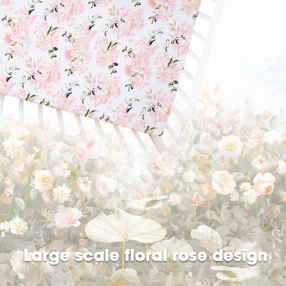 Little Grape Land Pack and Play Sheets Mini Crib Sheets Soft Breathable Pack N Play Sheets, Playard Fitted Sheet 2 Pack Stretchy Fits 38"x26" Playard Mattress, Pink Floral