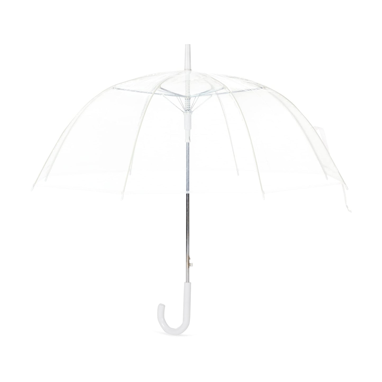 Amazon Basics Clear Umbrella for Rain, Round Bubble Umbrella for Wedding, With Wide Coverage (35" Canopy Diameter), Auto Open, Strong Fiberglass Frame, Steel Shaft, Spoke Protectors for Safety