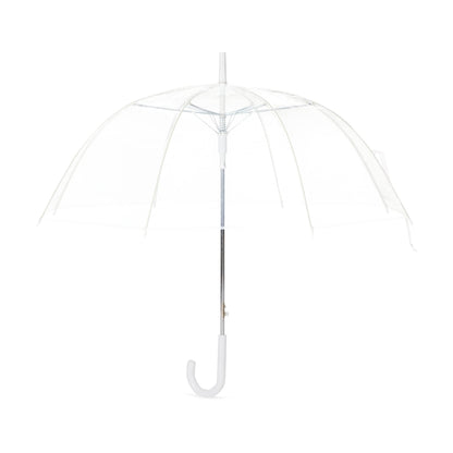 Amazon Basics Clear Umbrella for Rain, Round Bubble Umbrella for Wedding, With Wide Coverage (35" Canopy Diameter), Auto Open, Strong Fiberglass Frame, Steel Shaft, Spoke Protectors for Safety