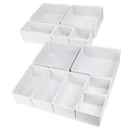 12 Pack Drawer Organizers for Clothing, Foldable Clothes Drawer Organizer for Underwear, Folded Clothes, Baby Clothing, Socks, Bra, Towels, Ties - Multi-pack Storage Box (White)