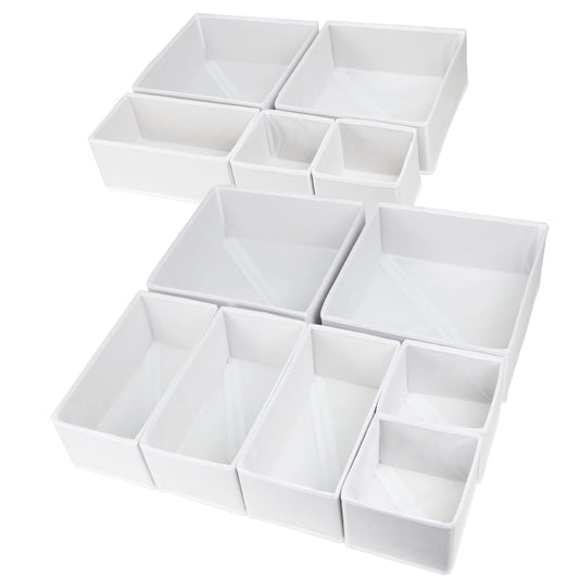 12 Pack Drawer Organizers for Clothing, Foldable Clothes Drawer Organizer for Underwear, Folded Clothes, Baby Clothing, Socks, Bra, Towels, Ties - Multi-pack Storage Box (White)