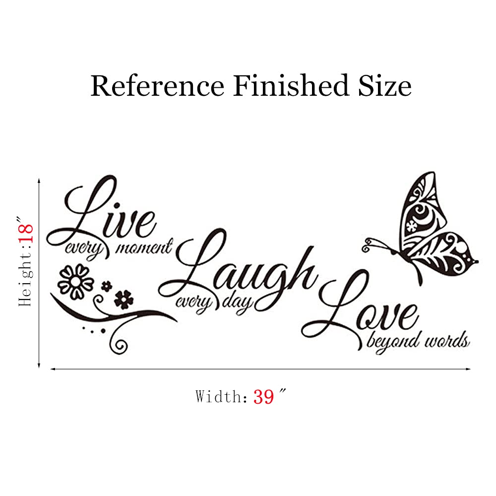 Live Love Laugh Set 3 Wall Sticker Motivational Decals,Family Inspirational Wall Stickers Quotes(18x39, Black)