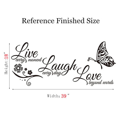 Live Love Laugh Set 3 Wall Sticker Motivational Decals,Family Inspirational Wall Stickers Quotes(18x39, Black)
