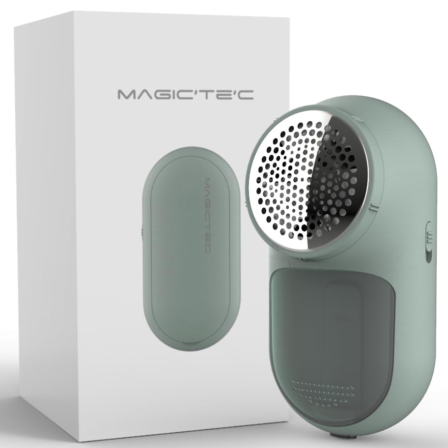 Rechargeable Fabric Shaver, Magictec Lint Remover Sweater Defuzzer Lints Fuzzs Pills Pilling Trimmer for Clothes and Furniture -Battery Operated, Green