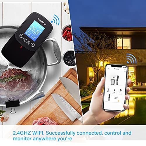Inkbird WIFI Sous Vide Machine ISV-100W| 1000W Sous-Vide Cooker Immersion Circulator with 14 Preset Recipes on APP and Thermal Immersion, Fast-Heating with Timer (Sous Vide +Vacuum Sealer Machines)