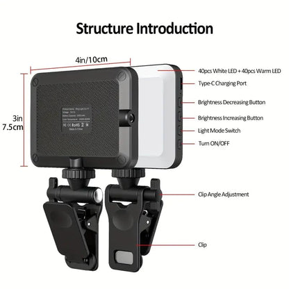 Rechargeable Selfie Light & Phone Light Clip for iPhone - Phone LED Light with Adjustable Brightness, Perfect for Selfies, Makeup, TikTok, Live Streaming & Video Conferencing Black