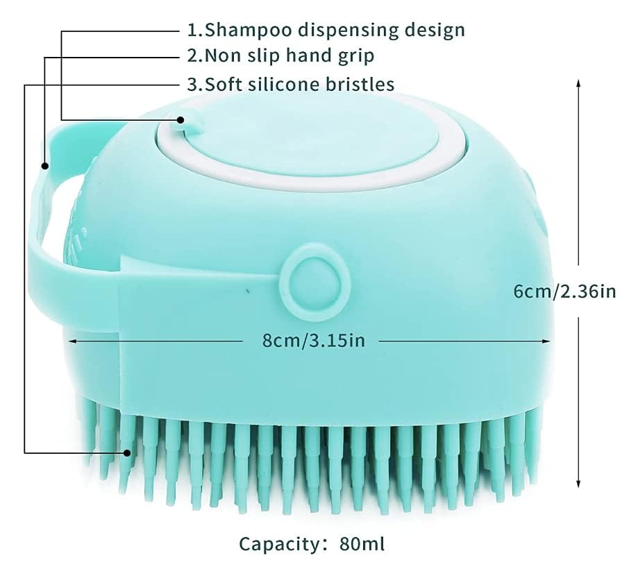 Pet Bath Massage Brush Puppy Dog Cat Grooming Cleaning Soft (Blue)