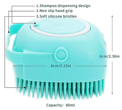 Pet Bath Massage Brush Puppy Dog Cat Grooming Cleaning Soft (Blue)