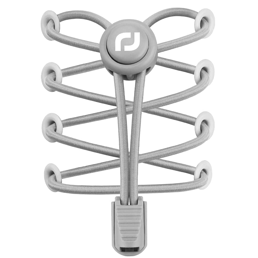 RJ-Sport Elastic No Tie Shoelaces - Quick to Install No Tie Shoelaces for Adult (Number 005 - Grey)